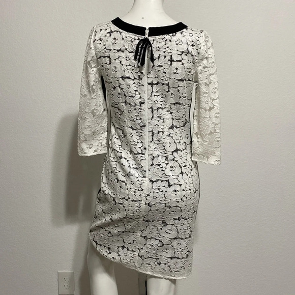 Tracy Reese White & Black Floral Lace High Low Mini Dress 0 - Picture 4 of 9